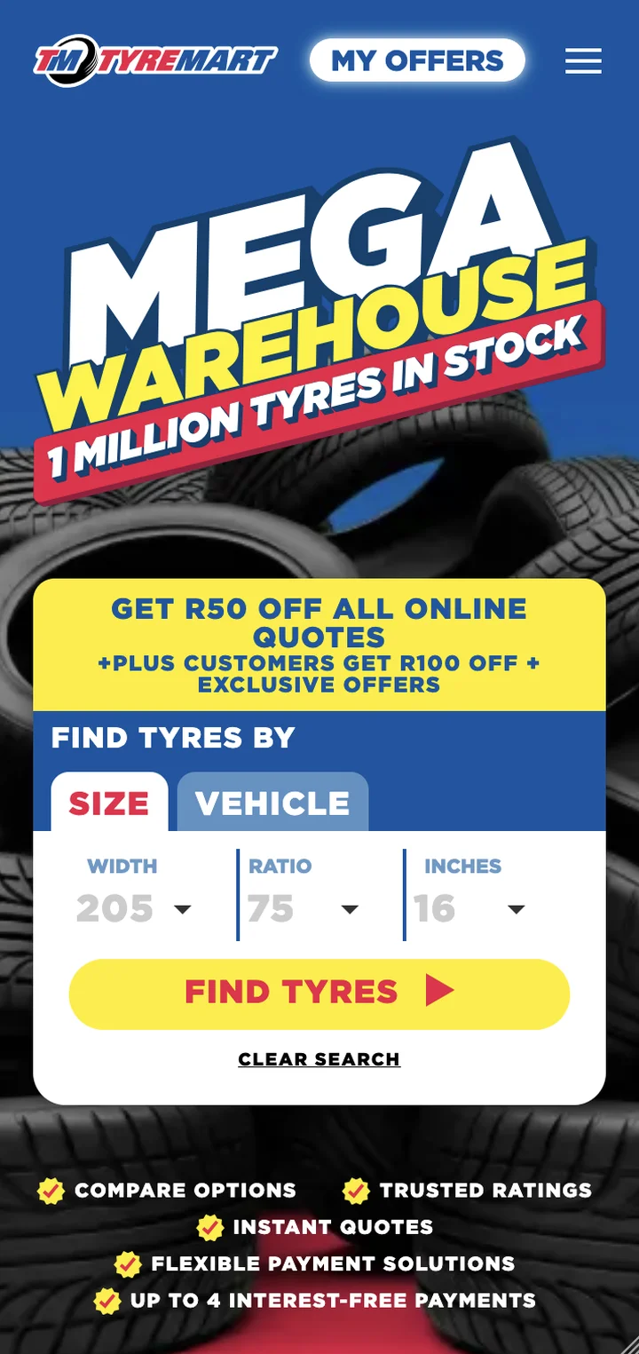 Tyremart app screen