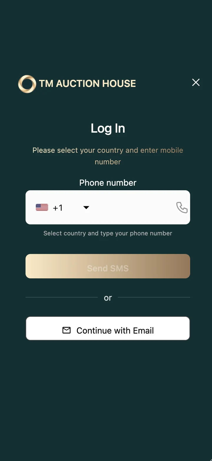 TM Auction House app screen